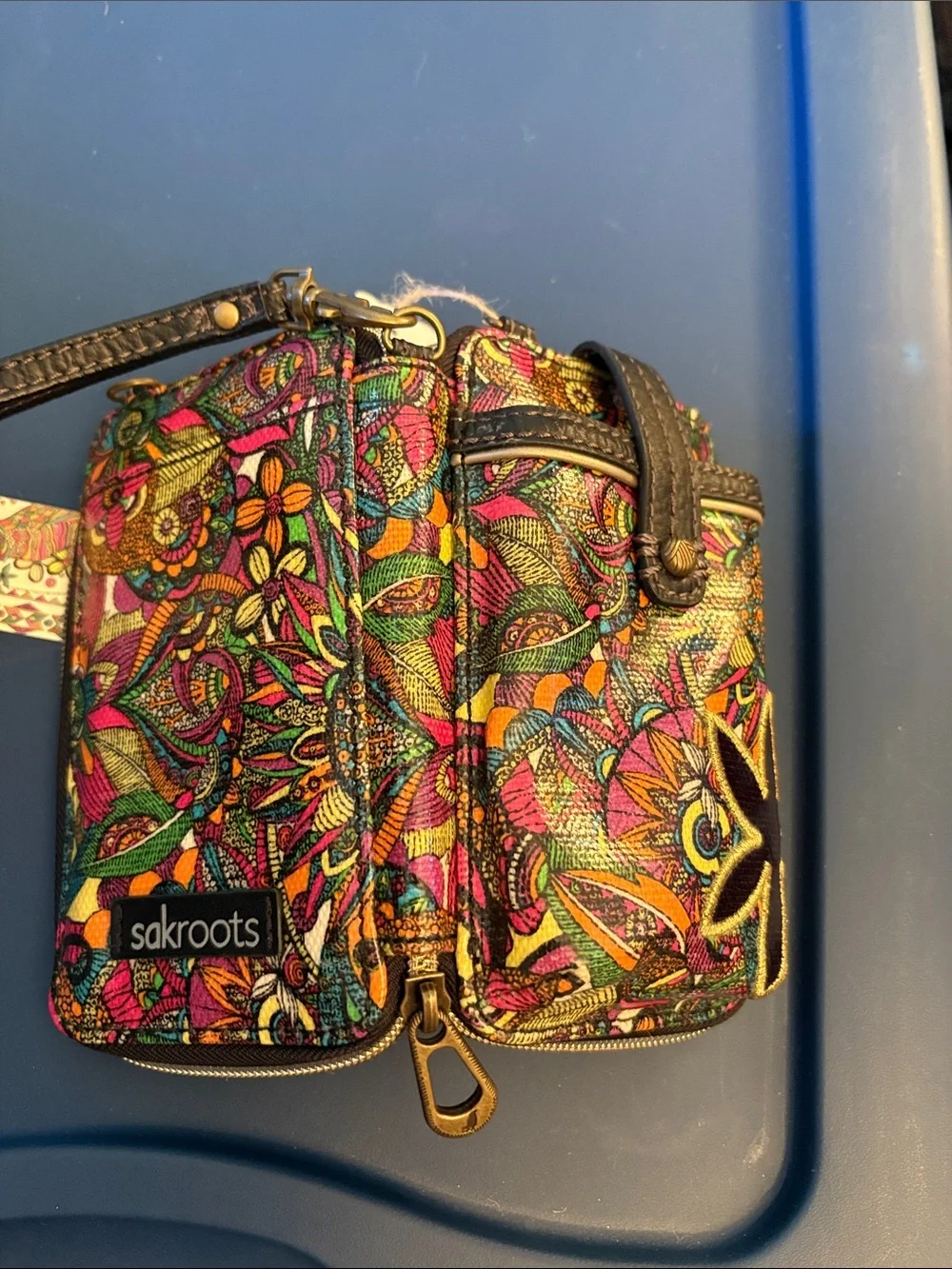 Sakroots Multicolor Floral Paisley Wristlet - Pink, Green, Yellow, Blue, Orange